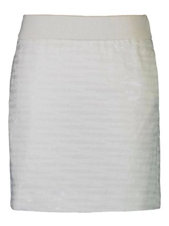 PESERICO sequin striped mini skirt - women - Cotton/Sequin - 42 - White