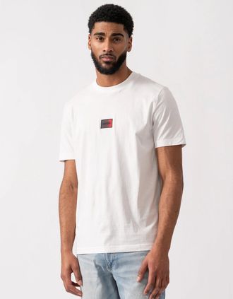 HUGO BOSS Mens HUGO Danotie Mens Red Label Logo T-Shirt - Natural 102 - White - Size: 38