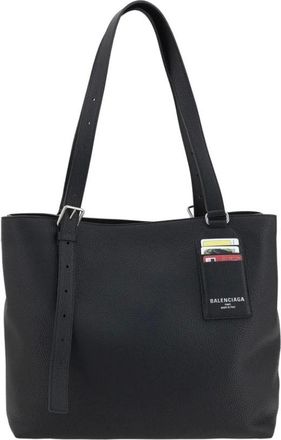 Balenciaga Tote Bags, male, Black, Size: ONE SIZE Leather Shoulder Bag with Card Holder