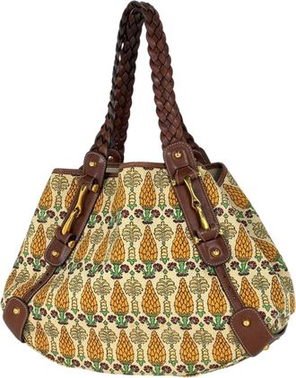 Gucci Beige Multi-Color Canvas Shoulder Bag Tote Bag (Pre-Owned)