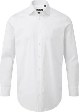 Premier Popeline stretch overhemd met lange mouwen voor volwassenen (Wit)