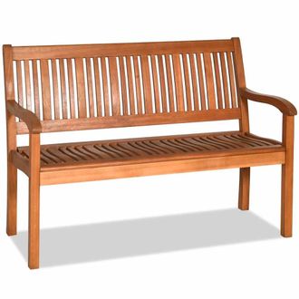 Costway Costway Eucalyptus Bench Wooden Dining Bench Solid Long Bench 2 Person Chair in Pale Orange