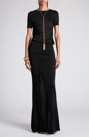 Tom Ford Open Back Double Knit Dress in Lb999 Black at Nordstrom, Size X-Small