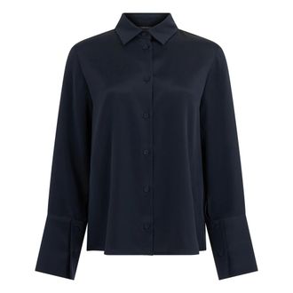 Max Mara Shirts, female, Blue, Size: XL Silk cr&ecirc;pe de Chine shirt