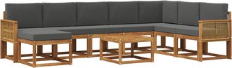 vidaXL Conjunto De Sof&aacute;s De Exterior 9 Uds. Natural Y Antracita Vidaxl