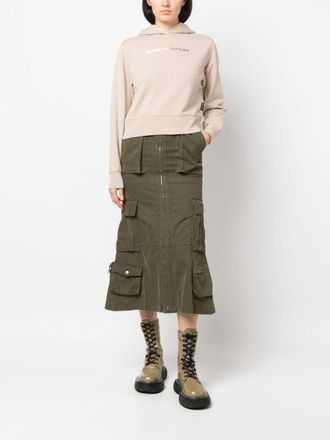 Palm Angels Womens Sunset Cotton Hoodie - Ivory - Size Medium