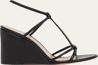 Gianvito Rossi 85mm Strappy Leather Wedge Sandals