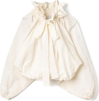 Patou Grosgrain Puff Sleeve Faille Top - female - Patou - Blouses - White - M - Blouses & Shirts