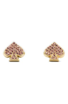 Kate Spade New York pav&eacute; crystal spade stud earrings in Pink. at Nordstrom