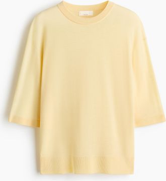 H&M T-Shirt aus Merinowolle - Hellgelb