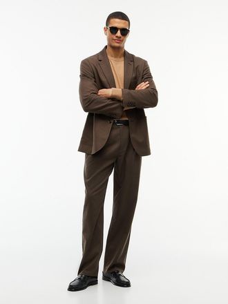Tommy Hilfiger Mens Relaxed Fit Pleated Houndstooth Pant - Brown - 33W x 30L