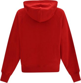 Ami Embroidered Cotton Hoodie - Red