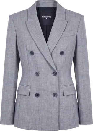 Patrizia Pepe Blazer entallado de doble botonadura en tejido el&aacute;stico - Jackets - Mujer - Gris - XL