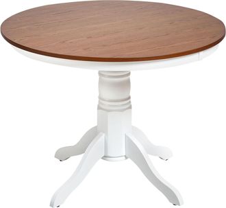 Beliani Beliani - Tavolo Da Pranzo Rotondo In Legno Di Frassino Scuro Con Piedistallo 100 Cm Akron