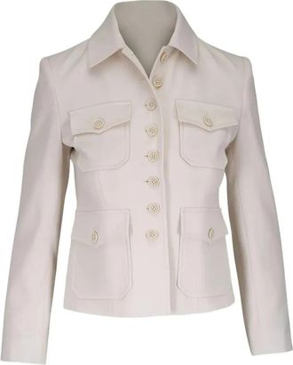 Nili Lotan Jamison Jas - Dames - Blazers - Beige - 2XS - Wol - Jassen