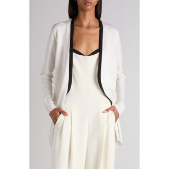 Tom Ford Contrast Trim Open Front Cardigan in Sugar at Nordstrom, Size Medium