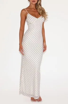 Tiger Mist Julianna Printed Maxi Dress in Cream Polka Dot at Nordstrom, Size X-Small