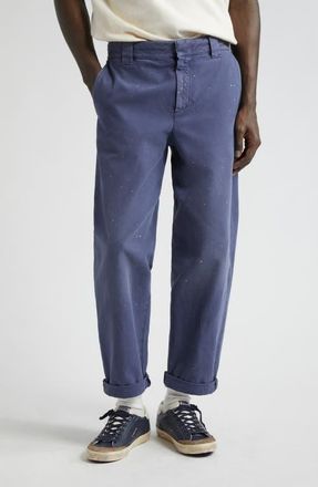 Golden Goose Journey Splatter Cotton Chinos in Blue at Nordstrom, Size 36 Us