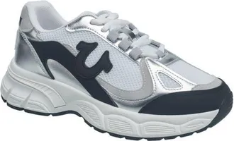 True Religion Dreezy Chunky Logo Sneaker in Black Silver at Nordstrom, Size 10