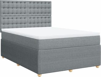 vidaXL Vidaxl - Cama Box Spring Con Colch&oacute;n Tela Gris Claro 160x200 Cm