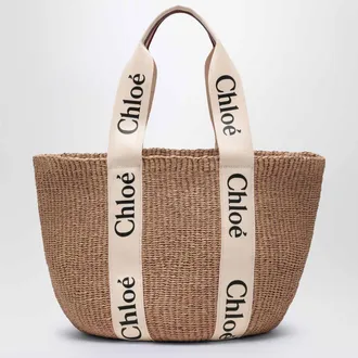 Chlo&eacute; Woody large basket bag with white ribbon