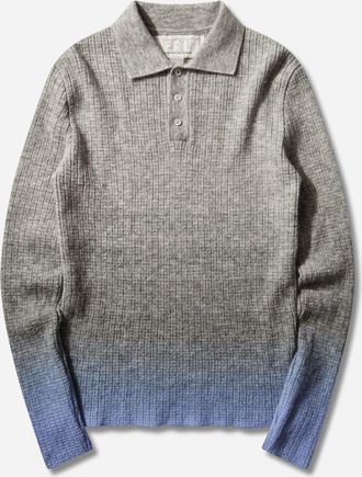 ERL Men s Thin Gradient Polo Knit Grey / Blue