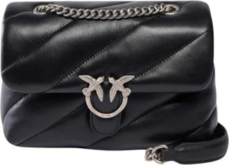 Pinko Pinko - Small Love Bag Puff Maxi Quilt New Buckle - Dames - Tassen - Zwart - Maat: ONE Size Katoen
