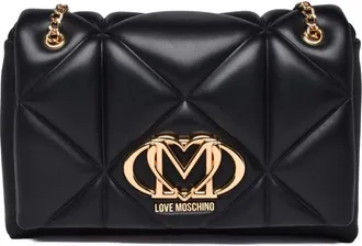 Love Moschino Black Polyurethane Quilted Shoulder Bag