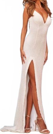 Sherri Hill Butterfly Back Slit Skirt Dress In Light Blue/multi
