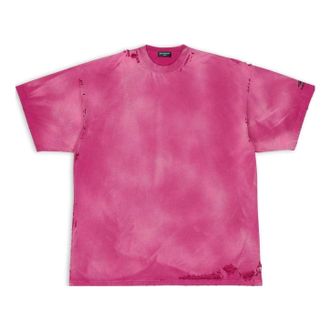 Balenciaga 3B Sports Icon Repaired Oversized T-Shirt Dark Fucshia 704056TMVA50556