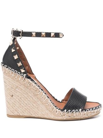 Valentino Garavani Sandali Double Rockstud con zeppa 105mm - Nero