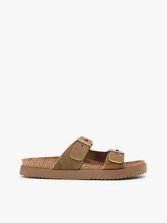 Tommy Hilfiger Suede Buckle Cork Footbed Serrated Sandals