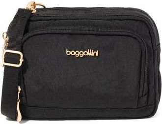 Baggallini Trifecta RFID Wallet Crossbody Bag in Black With Gold Hardware at Nordstrom