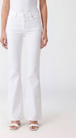 Paige Jeans flared a vita alta in denim di cotone