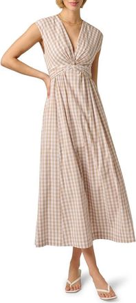 Adrianna Papell Twist Front Midi Dress in Beige/ivory at Nordstrom, Size 14
