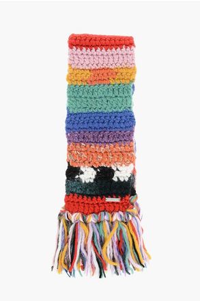 Dsquared2 Slim Fit Multicolor Wool Blend Scarf with Fringes size Unica