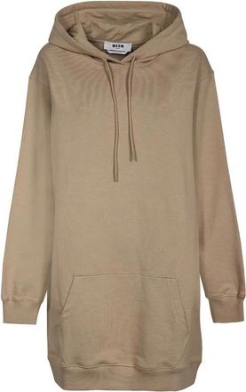 Msgm Katoenen Hoodie met Geribbelde Manchetten - Dames - Hoodies - Beige - 2XS - Katoen - Hoodies & sweatvesten
