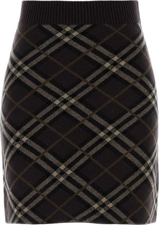 Burberry Brown Check Pattern Mini Skirt