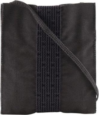Herm&egrave;s Pre-owned Cross Body Bags, male, Gray, Size: ONE SIZE Pre-owned Herline Nylon Canvas Shoulder Bag