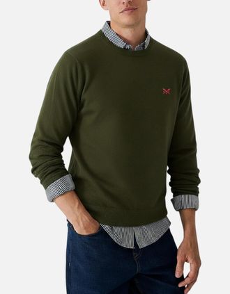 Crew Clothing Mens Crew Clothing Mens Jumper Crew Neck Long Sleeve - Green - Size: 36
