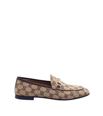 Gucci Beige Logo Jordaan Loafers