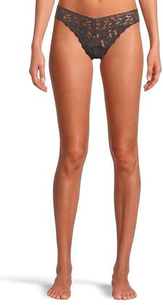 Hanky Panky Signature Lace(r) Leakproof Original Rise Thong Womens Underwear Granite, Nylon