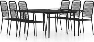 vidaXL Juego De Comedor De Jard&iacute;n 7 Piezas Negro Vidaxl