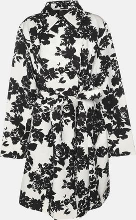 Marina Rinaldi White/black Printed Cotton Blend Belted Overcoat