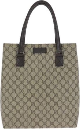 Gucci Pre-owned GG Supreme Canvas Leren Tote Bag - Dames - Vintage Shopper - Bruin - ONE Size - Leer - Vintage