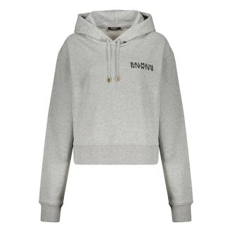 Balmain Hoodies, female, Gray, Size: XS Printed Logo Hoodie