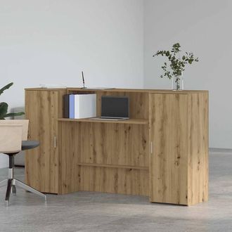 Berkfield Home Reception Desk Artisan Oak 180x50x103.5 cm Engineered Wood in Brown
