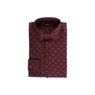 HUGO BOSS Overhemden, Heren, Rood, M, Katoen, Formele Overhemd