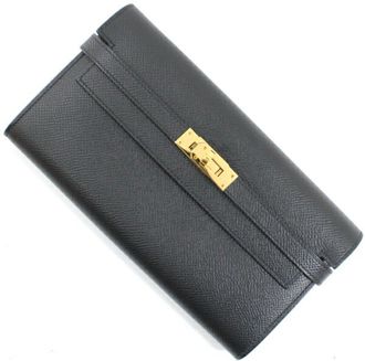 Hermès Black Epsom Leather Long Wallet (Bi-Fold) (Pre-Owned)