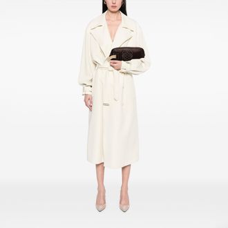 Loewe Pre-owned Womens Nubuck Anagram Clutch - Dark Brown Leather - One Size